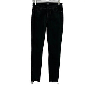 PAIGE Womens Coated Verdugo‎ Skinny Zip Ankle Raw Edge Jeans Black Fog Sz 28